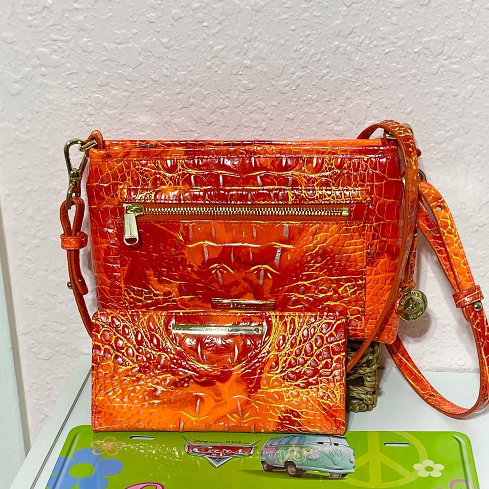 EUC Brahmin Spicy Orange Vida Crossbody - Ady Wallet